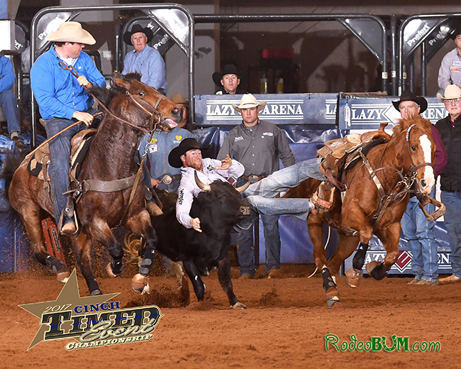 Paul David Tierney jumps into the lead heading into the fifth and final round of the CINCH Timed Event Championship at the Lazy E Arena. (JAMES PHIFER PHOTO)